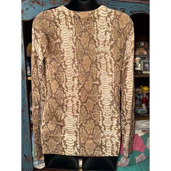 EQUIPMENT FEMME SILK CASHMERE LIGHTWEIGHT SNAKE REPTILE PRINT SWEATER S - Picture 2 of 8